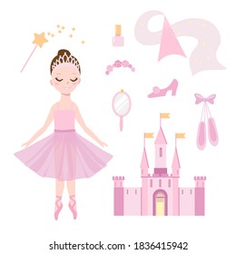 princess pink set with ballerina and castle