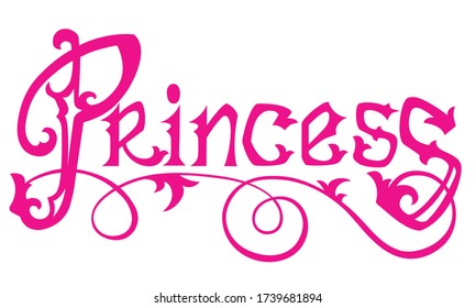 Princess pink title. Design element for girls.