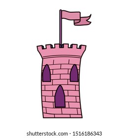 princess pink tower castle with flag vector illustration design