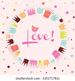 Princess postcard. Vector illustration.