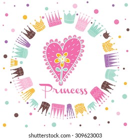 Princess postcard. Vector illustration.