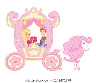 Princess with prince in the carriage