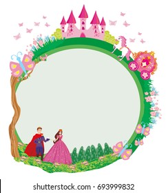 Princess with prince and the carriage - frame