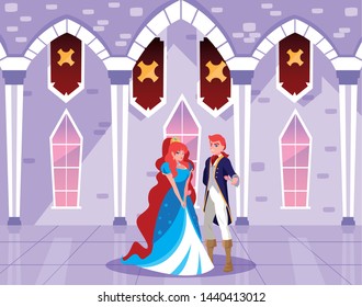 princess and prince in the castle fairytale