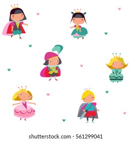 princess and prince on a white background