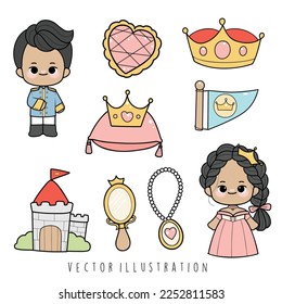 princess and prince vector illustration