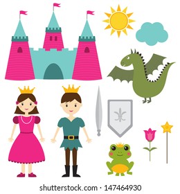 Princess and prince vector set