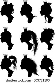 Princess Profiles - Vector Illustration