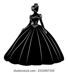 princess, queen with crown silhouette, vector