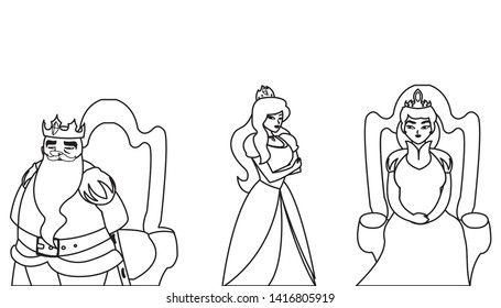 princess with queen and king on throne of tales character