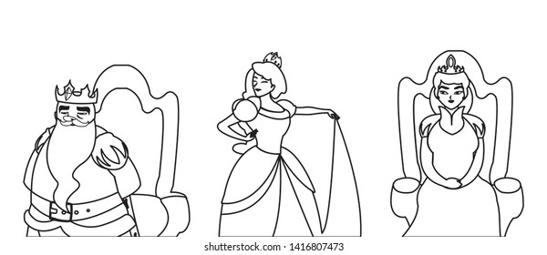 princess with queen and king on throne of tales character