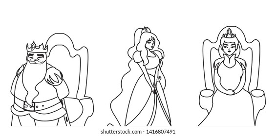 princess with queen and king on throne of tales character