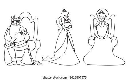 princess with queen and king on throne of tales character