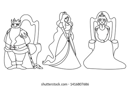 princess with queen and king on throne of tales character