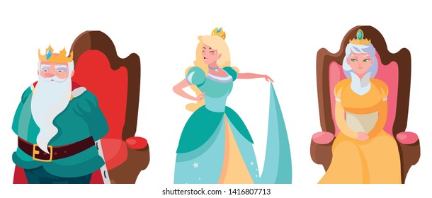 princess with queen and king on throne of tales character