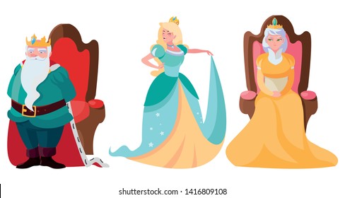 Princess With Queen And King On Throne Of Tales Character