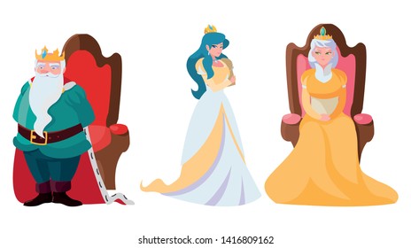 princess with queen and king on throne of tales character