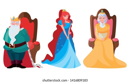 princess with queen and king on throne of tales character
