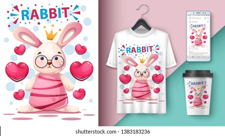 princess rabbit - mockup for your idea. Vector eps 10