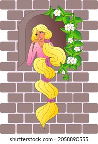 Princess Rapunzel In The Castle Tower