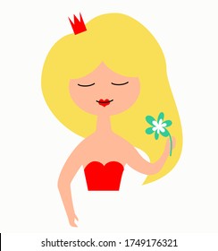 Princess in red dress, cartoon drawing design. Girl female person, people human and social media theme. Vector illustration, eps 10