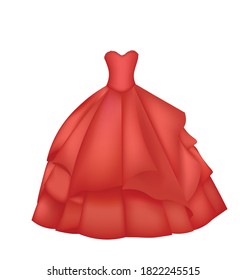 Princess red dress. vector illustration