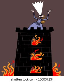 princess screaming in burning castle