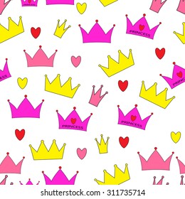 Princess Seamless Pattern Background Vector Illustration