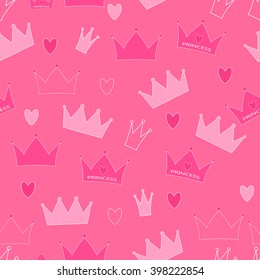 Princess Seamless Pattern Background Vector Illustration