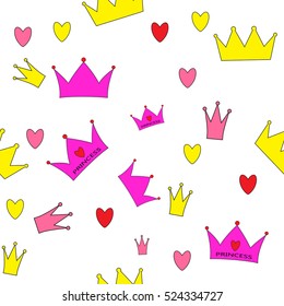 Princess Seamless Pattern Background Vector Illustration
