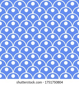 Princess seamless pattern for textiles, fabric. Kids girly print with circles. Mermaid tail, fish scales. Vector cute pattern.