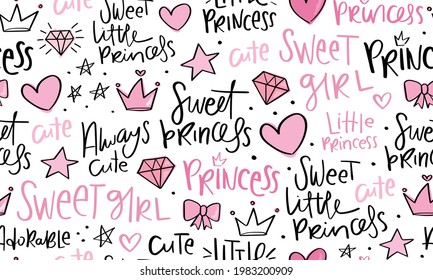 Princess Seamless Repeating Pattern Texture Background Design