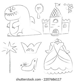 Princess set. Fairy tale elements.