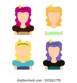 Princess. Set of flat icons.