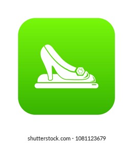 Princess shoes icon green vector isolated on white background