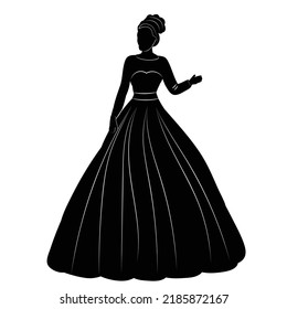 princess silhouette on white background isolated, vector