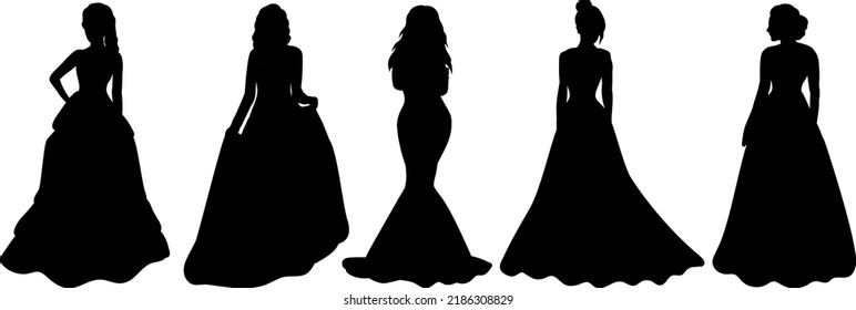 Princess Silhouette On White Background Isolated Stock Vector Royalty Free 2186308829 