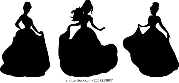 princess silhouette on white background, vector