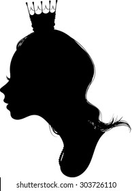Princess Silhouette - Profile - Vector Illustration