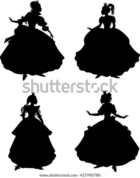 Princess Silhouettes Vector Illustration Stock Vector Royalty Free 425980780 