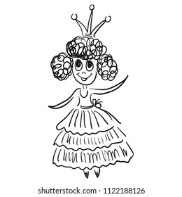 Princess. Sketch. Vector illustration