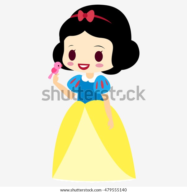 Princess Snow White.\
Doll Princess. Fairy tale character. Girl in a fairy tale. Snow\
White with a little\
bird.