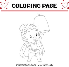 princess superhero is lifting weights coloring page for kids