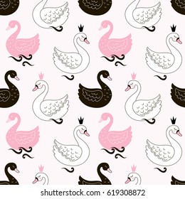  princess swan seamless pattern