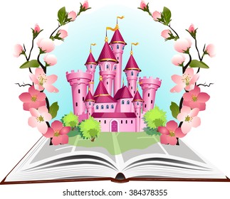 Princess tale book in flowering twig frame.