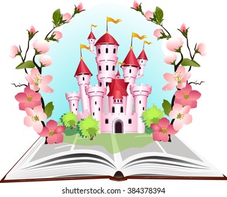 Princess tale book in flowering twig frame.