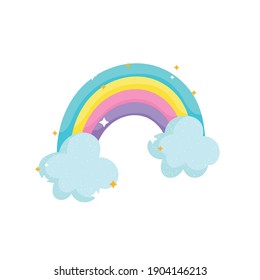 princess tale rainbow magic cartoon isolated design vector illustration