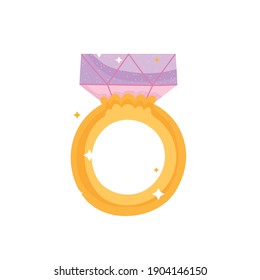 princess tale ring with diamond cartoon isolated design vector illustration