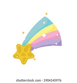 imagen de la estrella de tiro de princesa dibujos de magia arco iris de diseño aislado ilustración vectorial