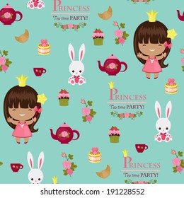 Princess Tea Time Party Seamless Pattern